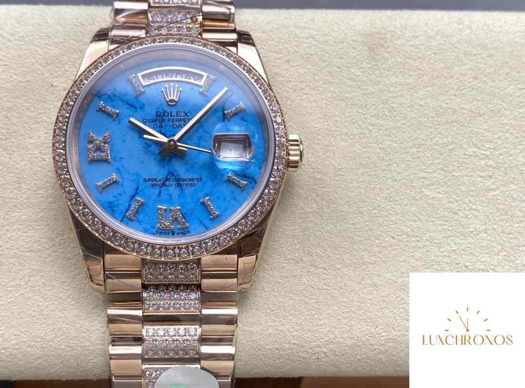 Replica Rolex DayDate m128345rbr-0065 1:1 Best Edition 8+ Factory Blue Dial