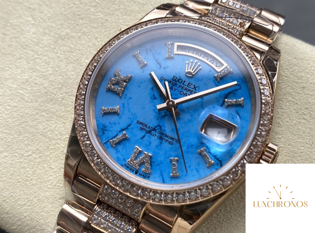 Replica Rolex DayDate m128345rbr-0065 1:1 Best Edition 8+ Factory Blue Dial