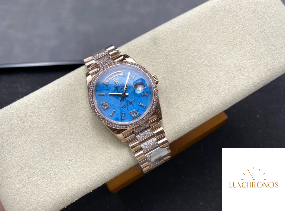 Replica Rolex DayDate m128345rbr-0065 1:1 Best Edition 8+ Factory Blue Dial