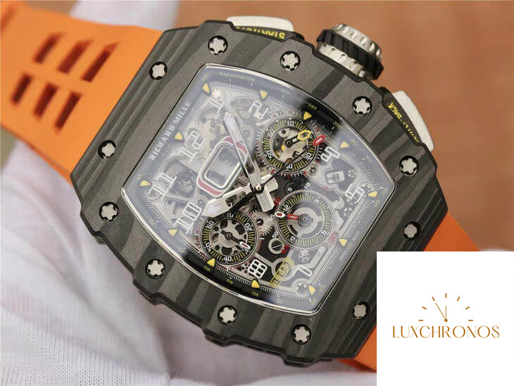 Richard Mille RM11-03 1:1 Best Edition KV Factory Carbon Fiber Orange Strap