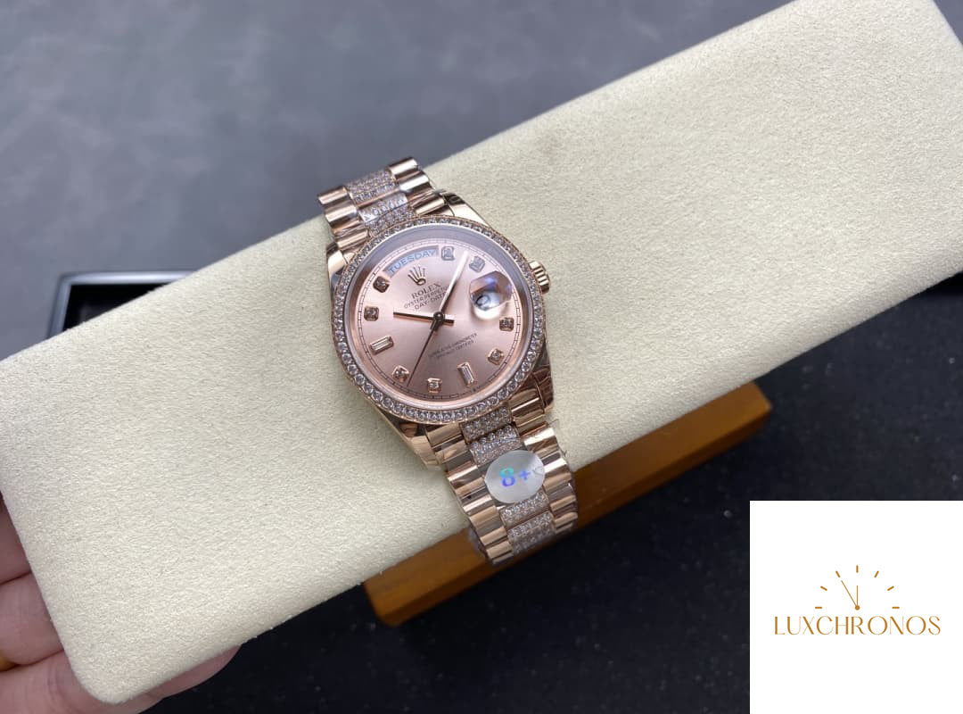 Replica Rolex DayDate m128345rbr-0020 1:1 Best Edition 8+ Factory Rose Gold