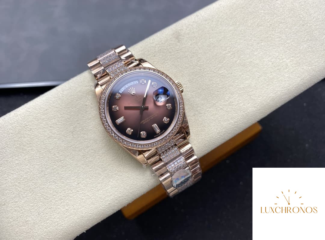 Replica Rolex DayDate m128345rbr-0041 1:1 Best Edition 8+ Factory Diamond Strap
