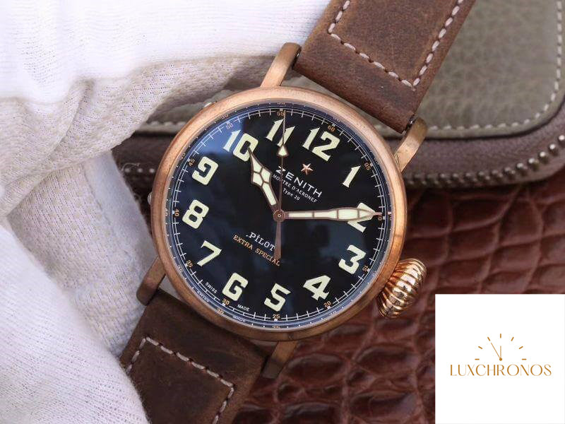 Replica Zenith Pilot Type 20 Extra XF Factory Mechanical Watches 1:1 Best Edition Swiss ETA2824-2 Black Dial