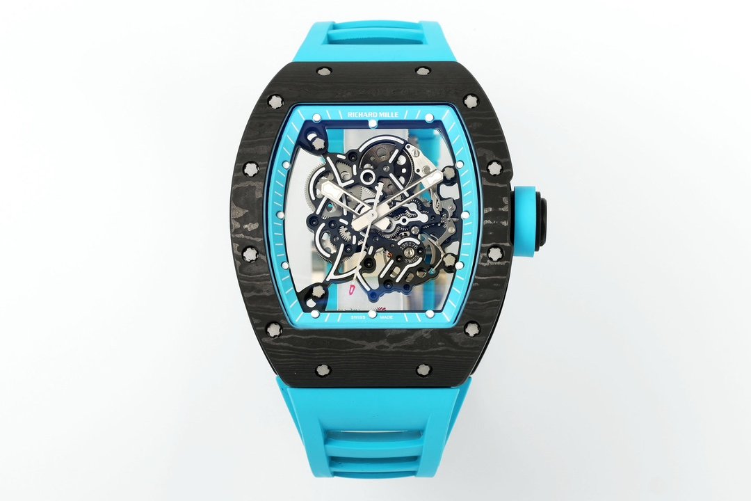 RICHARD MILLE RM055 ZF 2024 1:1 Best Edition Carbon Fiber Case turquoise Strap