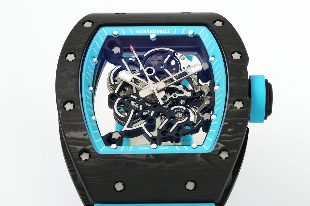 RICHARD MILLE RM055 ZF 2024 1:1 Best Edition Carbon Fiber Case turquoise Strap