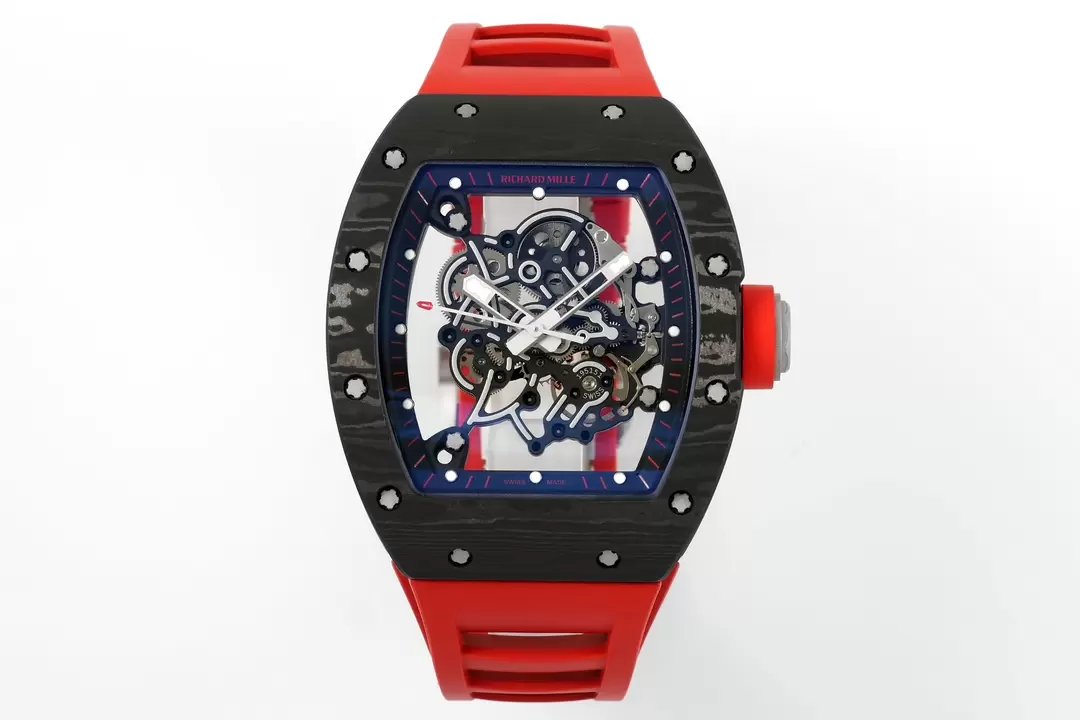 RICHARD MILLE RM055 ZF 2024 1:1 Best Edition Carbon Fiber Case Red Strap