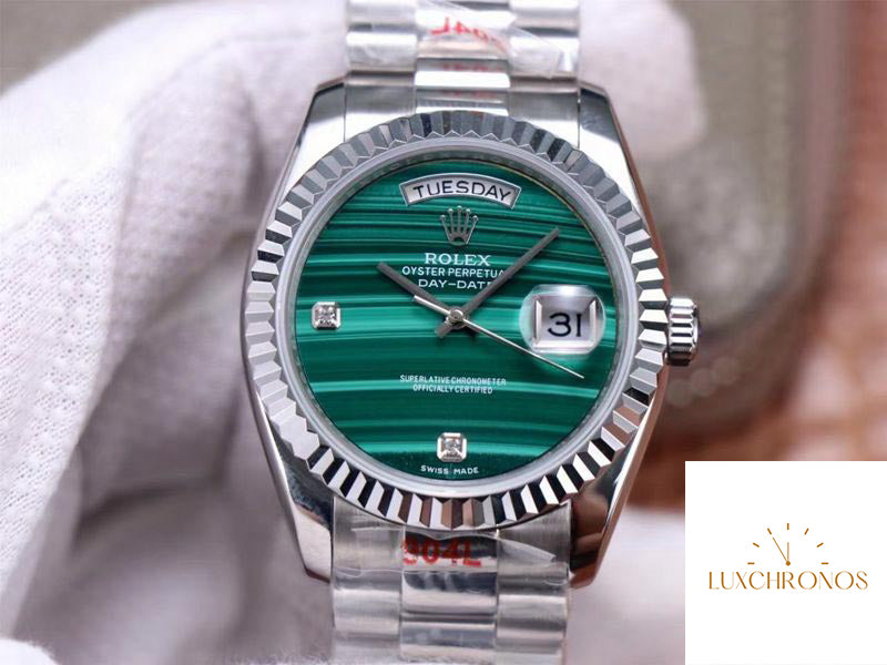 Rolex Day Date President 18038 1:1 Best Edition Malachite Green Diamond Dial Swiss Movement