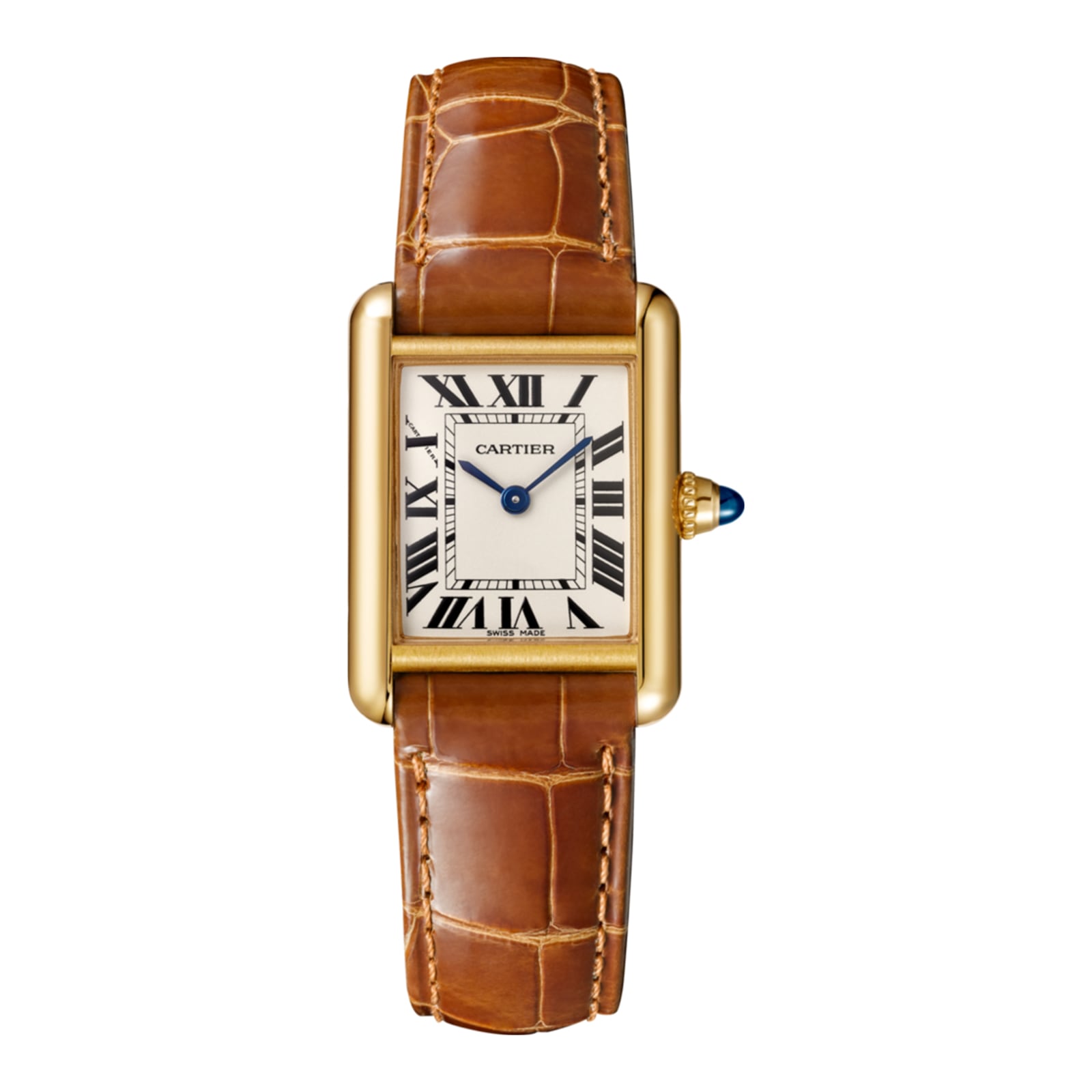 Tank Louis Cartier Watch Small Model, Quartz Movement, Yellow Gold, Leather