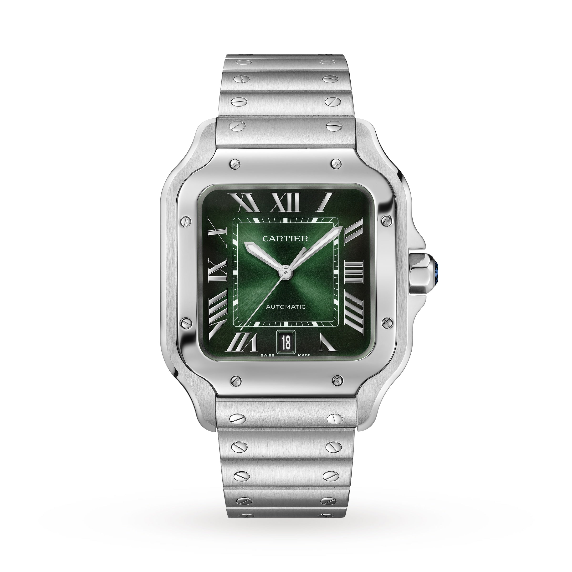 Santos De Cartier Watch, Large Model, Steel, Automatic, Interchangeable Leather Strap WSSA0062