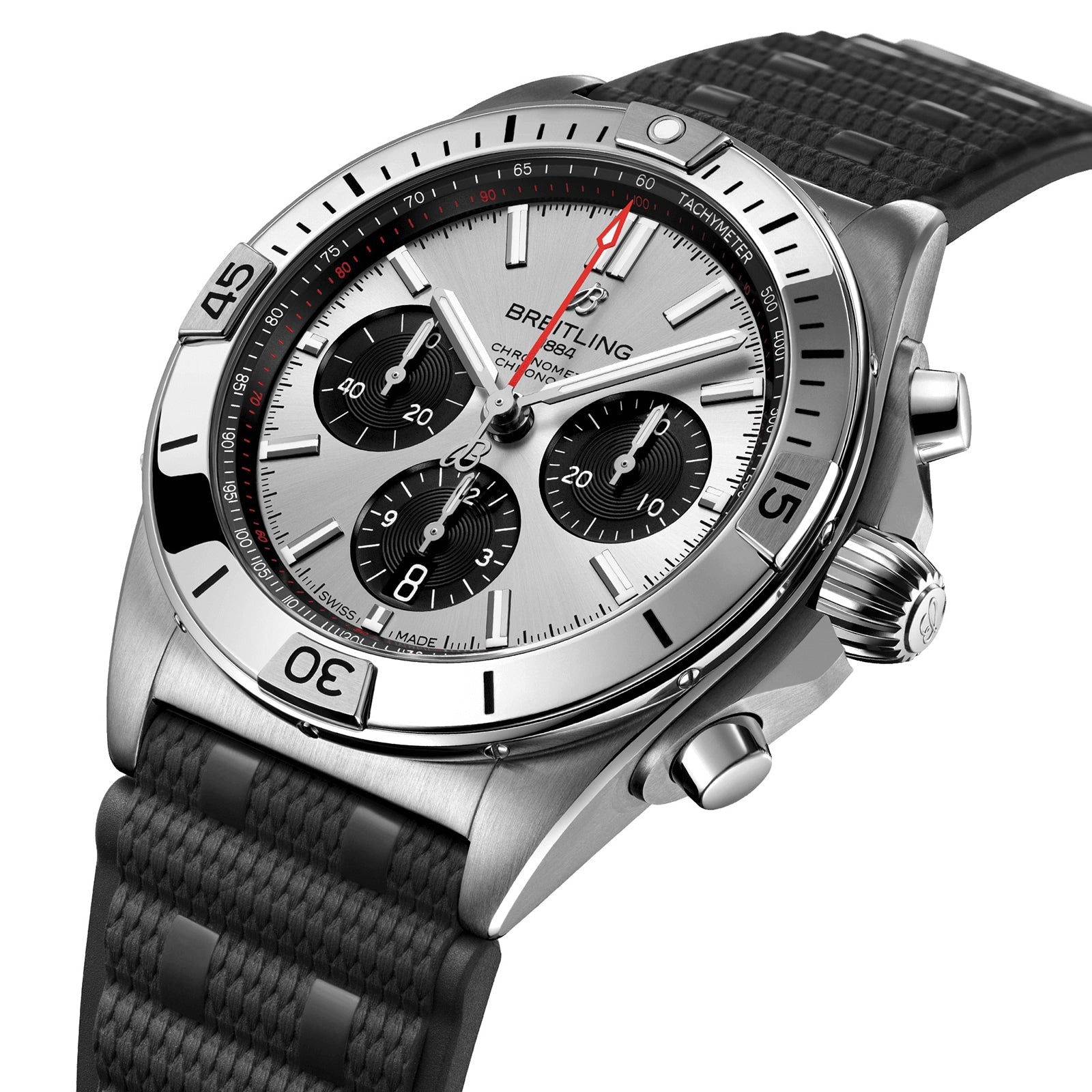 Chronomat B01 Chronograph 42mm Mens Watch Silver Rubber AB0134101G1S2