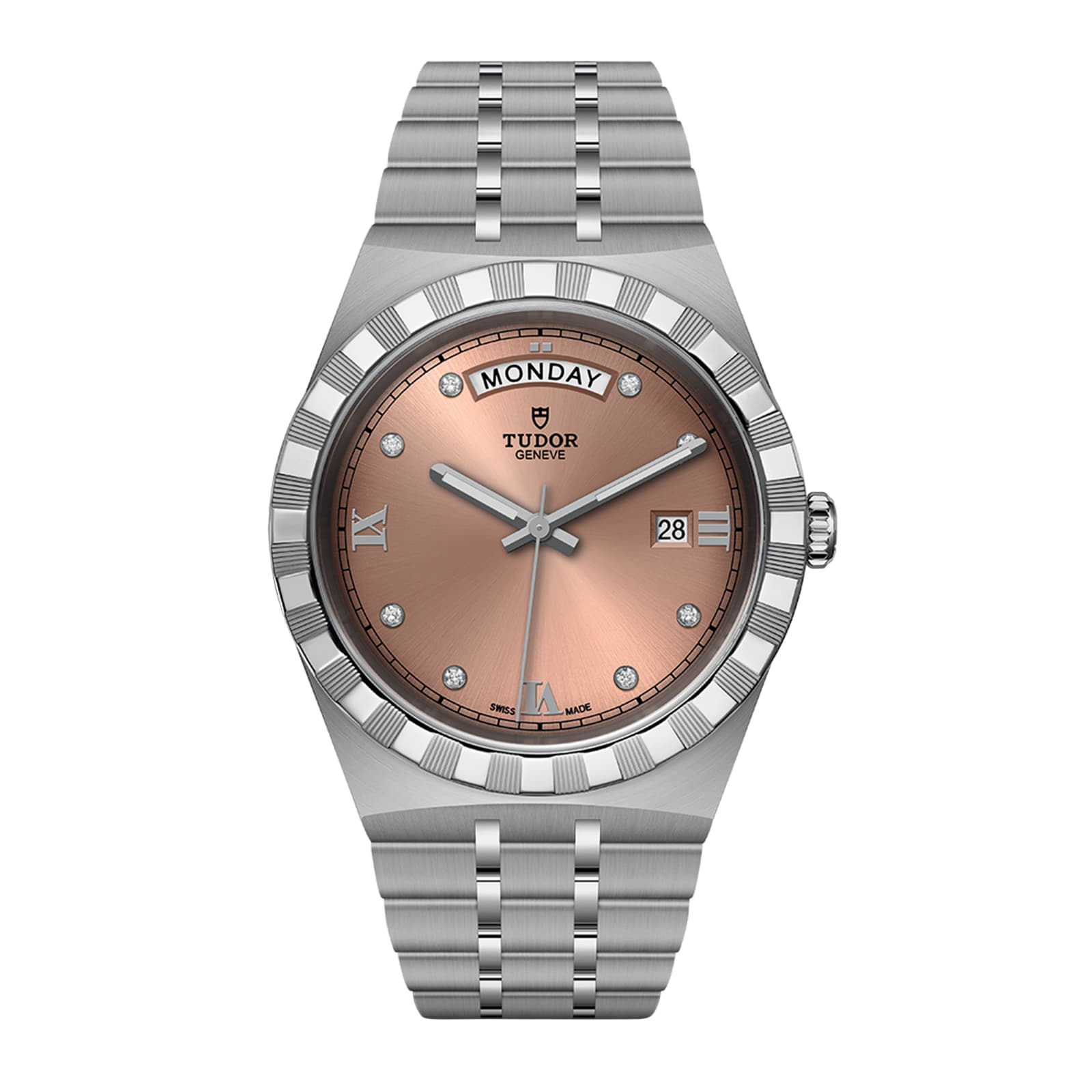 Royal 41mm Steel Case Diamond-Set Salmon Dial