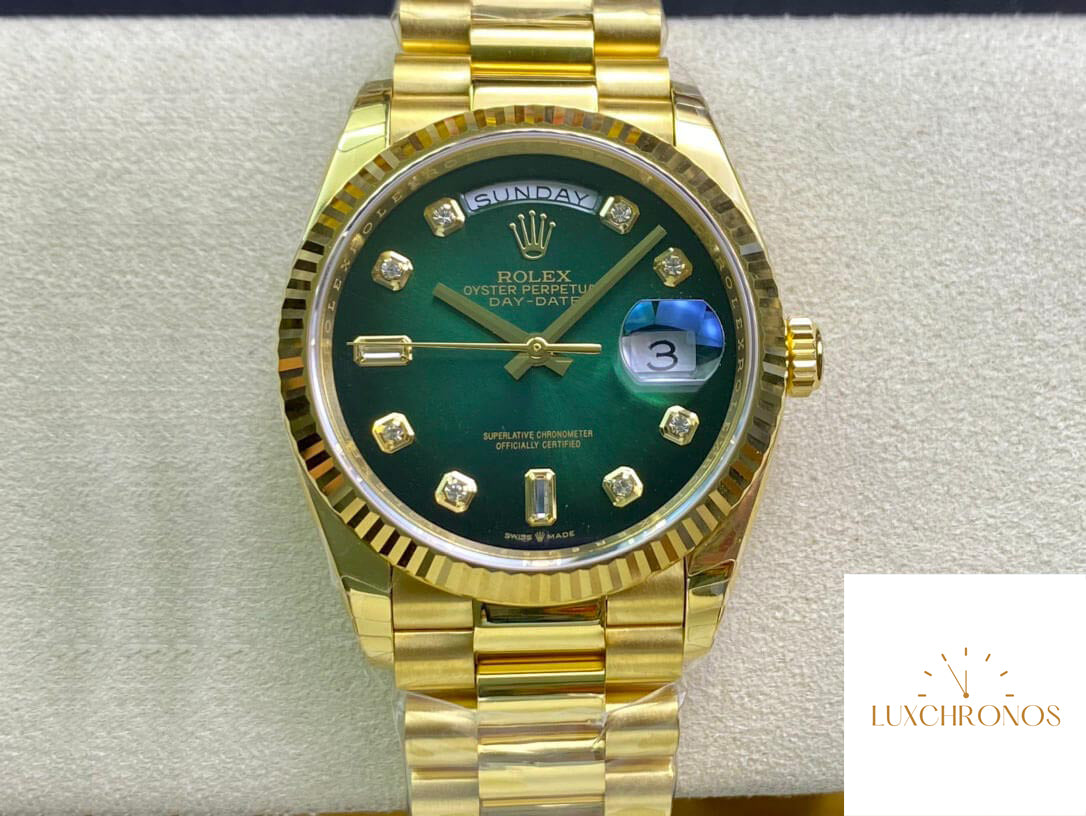 Rolex Day Date M128238-0069 1:1 Best Edition EW Factory Green Dial Swiss ETA3255 36mm