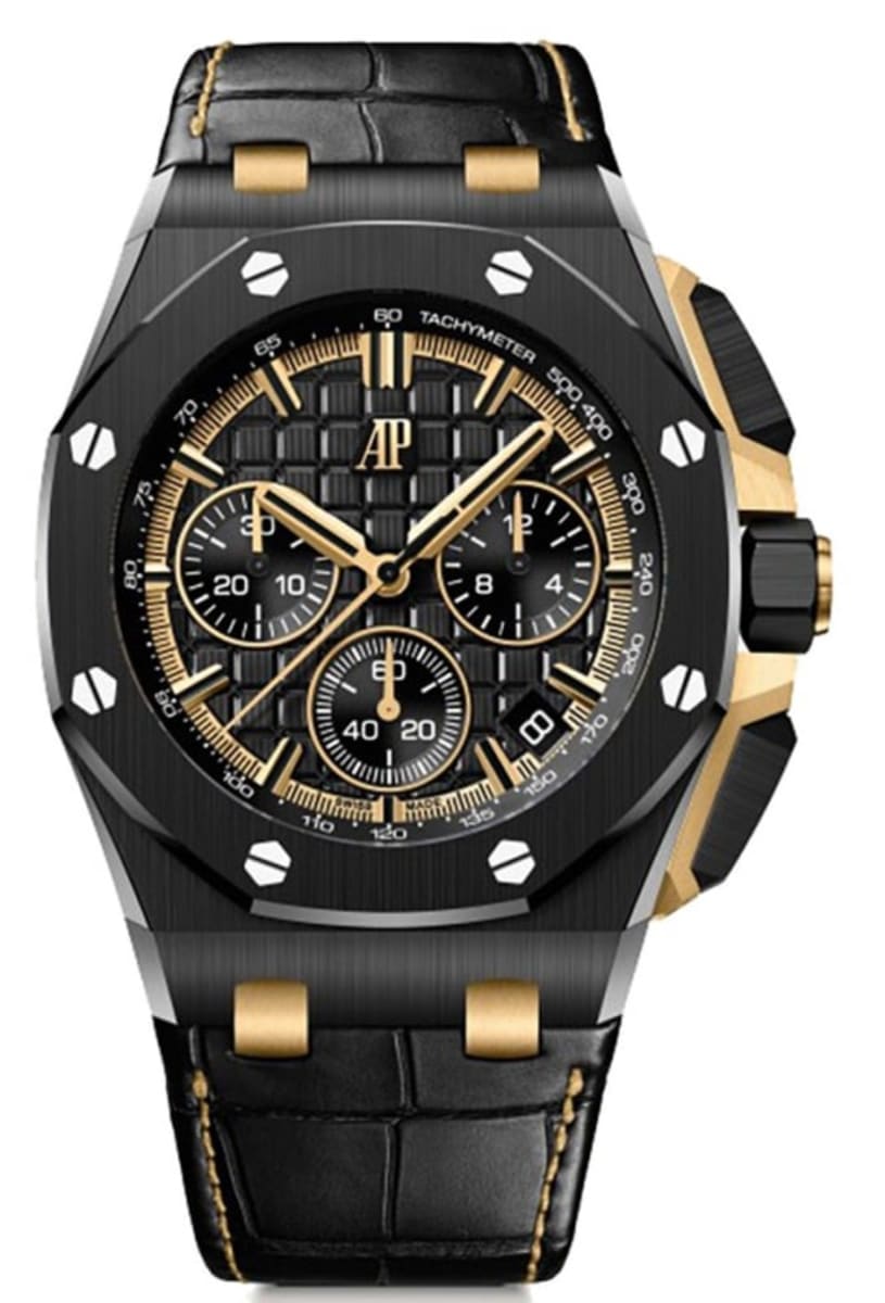 Royal Oak Offshore Automatic Chronograph Black Dial Leather Strap Men's Watch