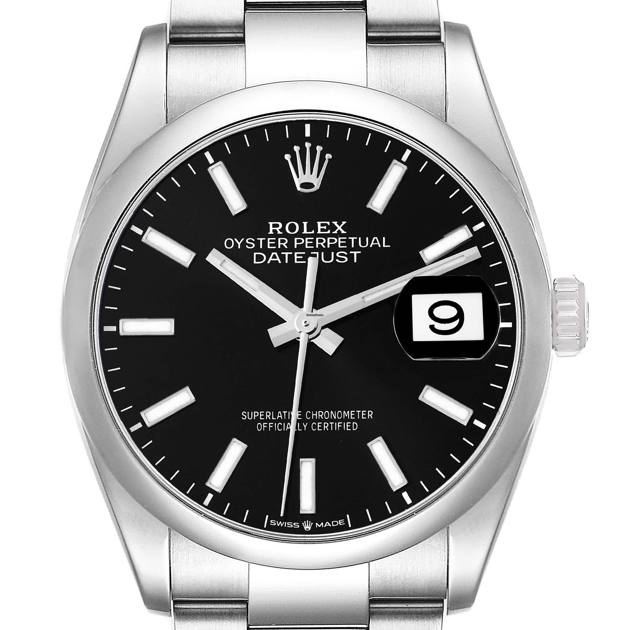 Rolex Datejust 36 Black Dial Steel Mens Watch 126200