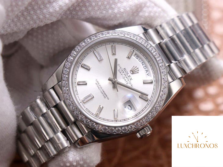 Rolex Day Date M228349RBR-0001 1:1 Best Edition EW Factory Silver Dial