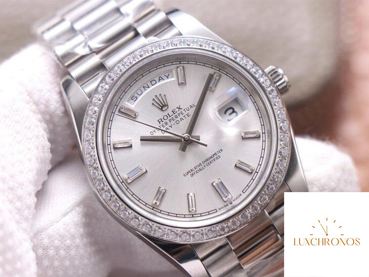 Rolex Day Date M228349RBR-0001 1:1 Best Edition EW Factory Silver Dial