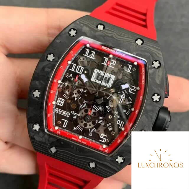 Richard Mille RM-011 1:1 Best Edition KV Factory V2 Black Forged Carbon Case