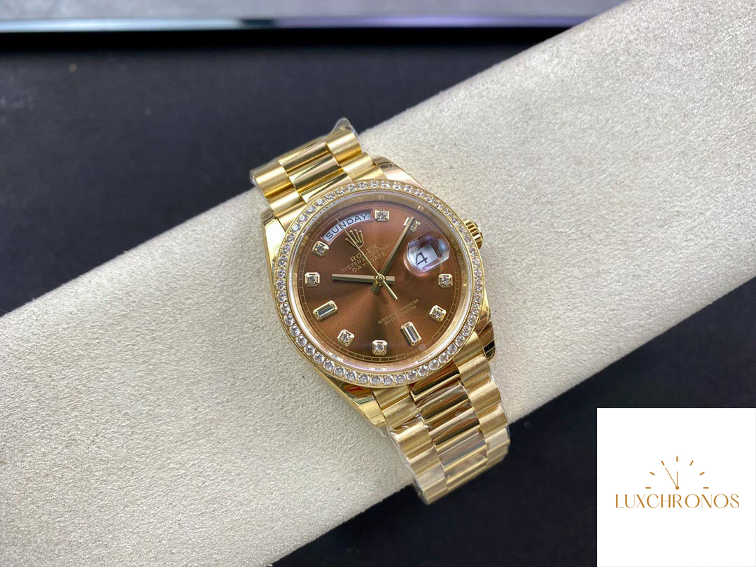 Rolex Day Date M128348RBR-0005 1:1 Best Edition EW Factory Yellow Gold 36mm