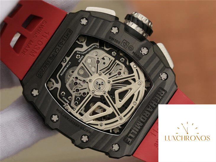 Richard Mille RM11-03 1:1 Best Edition KV Factory Carbon Fiber Red Strap