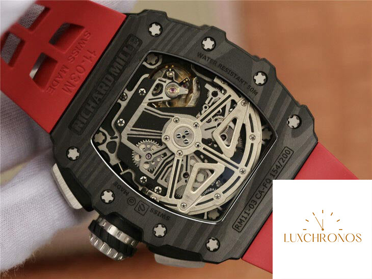 Richard Mille RM11-03 1:1 Best Edition KV Factory Carbon Fiber Red Strap