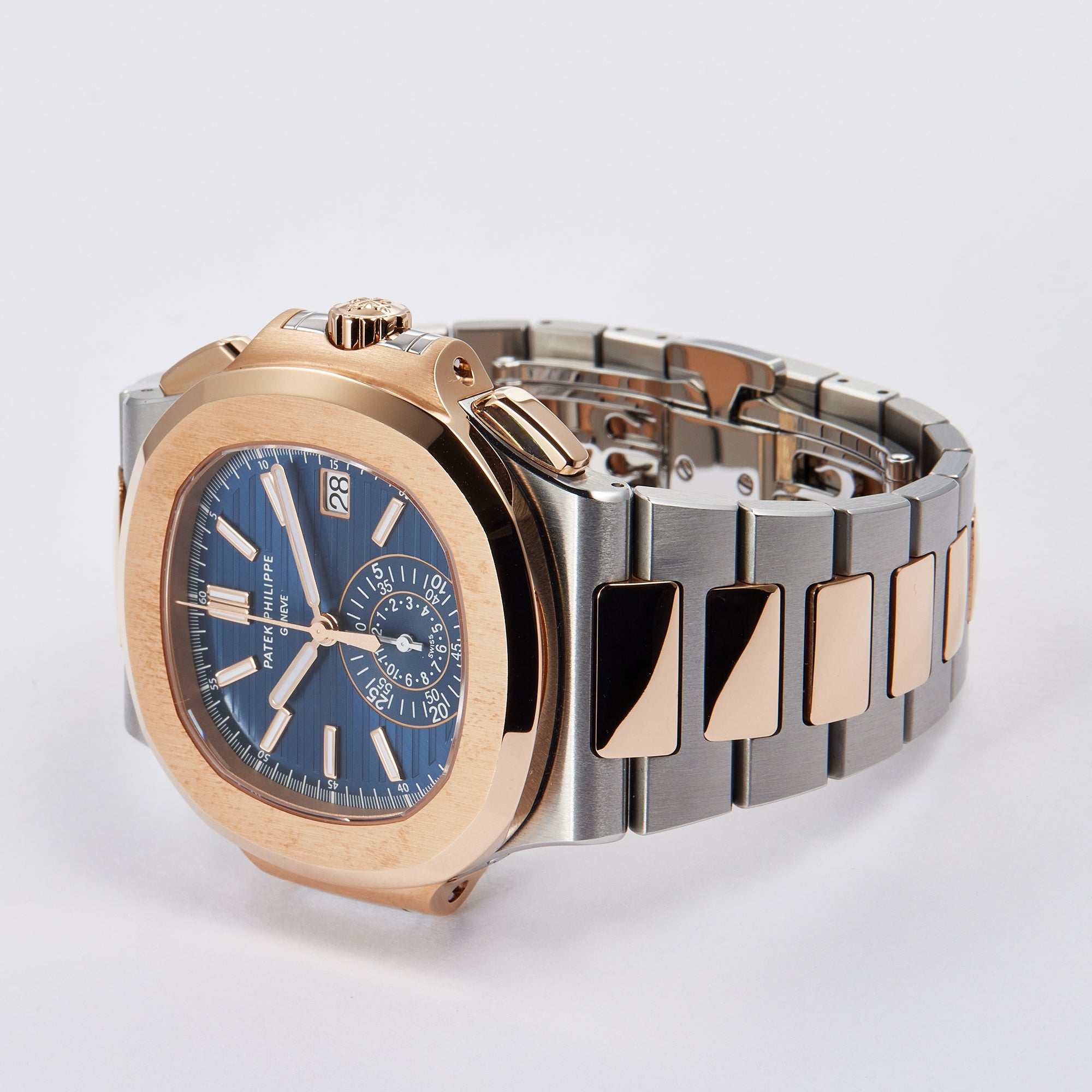 Nautilus Chronograph Rose Gold & Stainless Steel Blue Dial