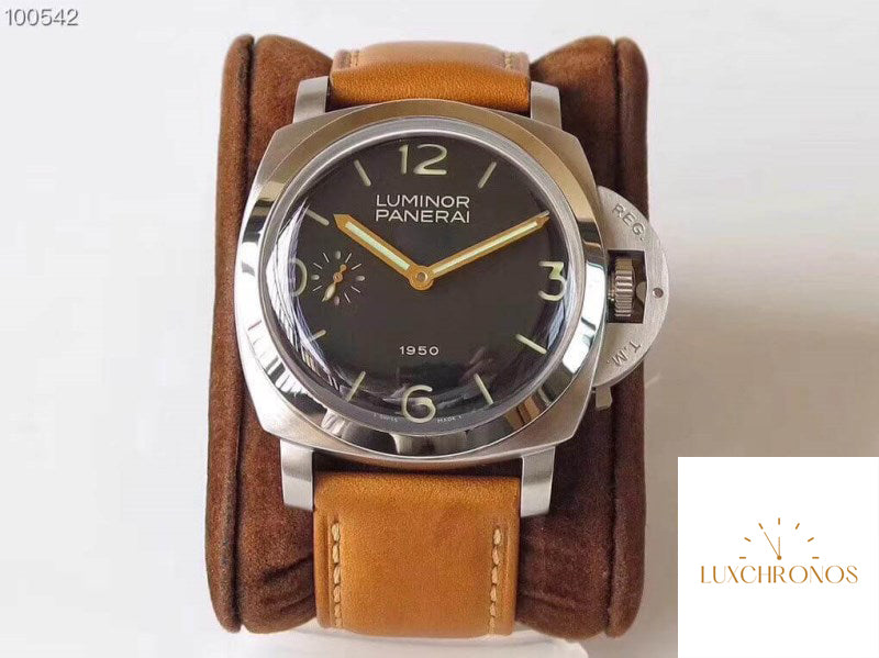 Replica Panerai Luminor 1950 PAM127 ZF Factory 1:1 Best Edition Swiss ETA A6497 Brown Soft Tan Leather Strap