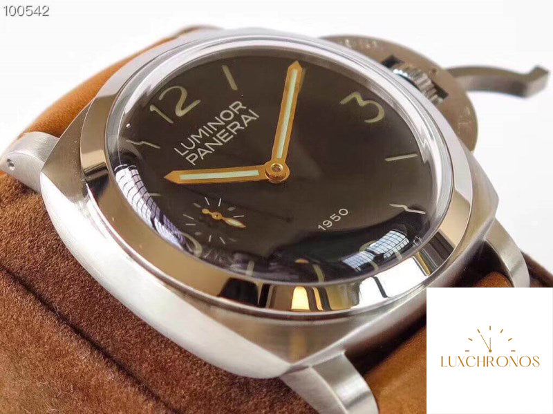 Replica Panerai Luminor 1950 PAM127 ZF Factory 1:1 Best Edition Swiss ETA A6497 Brown Soft Tan Leather Strap