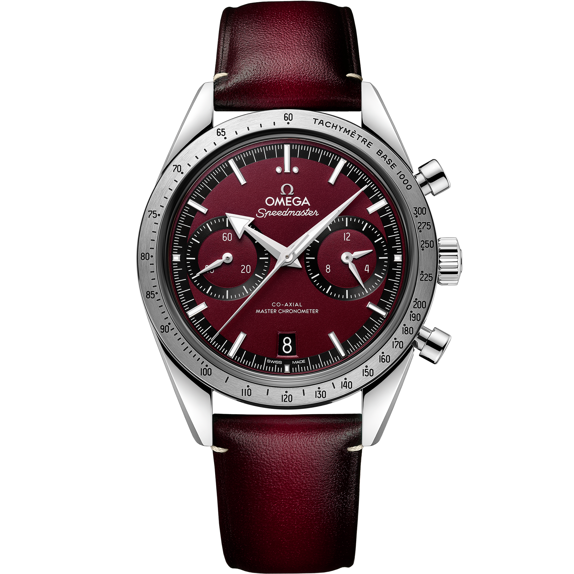 SPEEDMASTER '57-40.5 MM, STEEL ON LEATHER STRAP