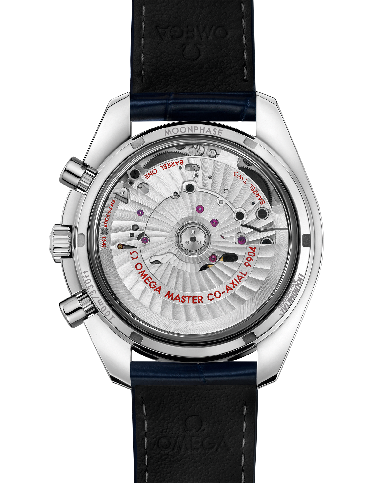 SPEEDMASTERMOONPHASE-44.25 MM, STEEL ON LEATHER STRAP