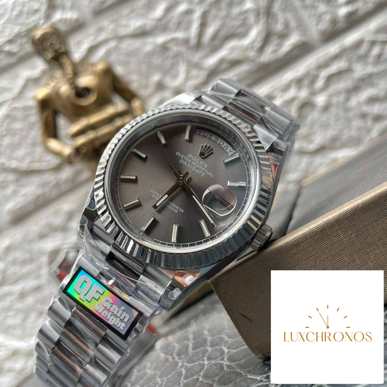 Rolex Day Date M228236-0013 Platinum slate dial Best 1:1 Edition QF Factory 184 gram