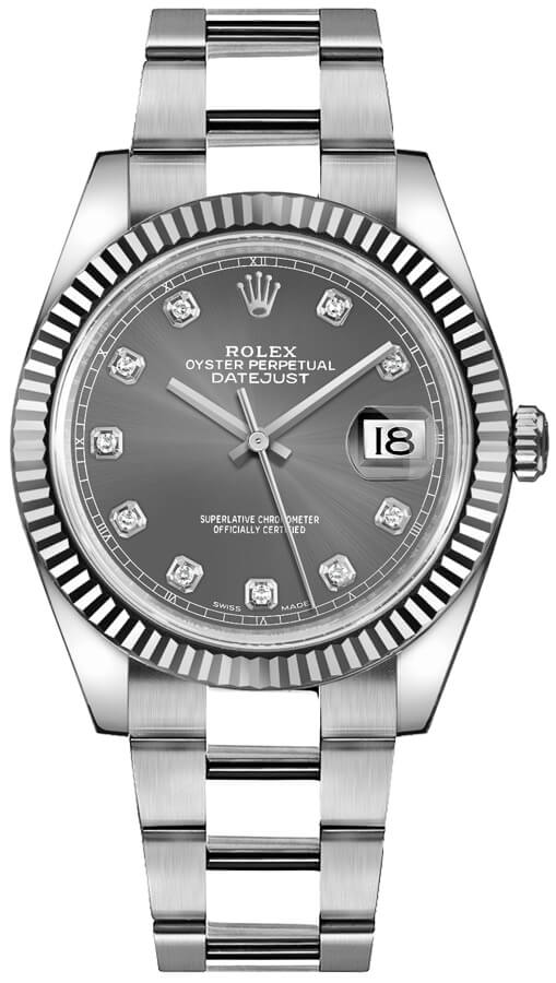 Datejust 41 Diamond Dial Fluted Bezel Men's Watch 126334-0005