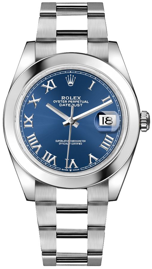 Datejust 41 Blue Roman Numeral Dial Men's Watch 126300-0017