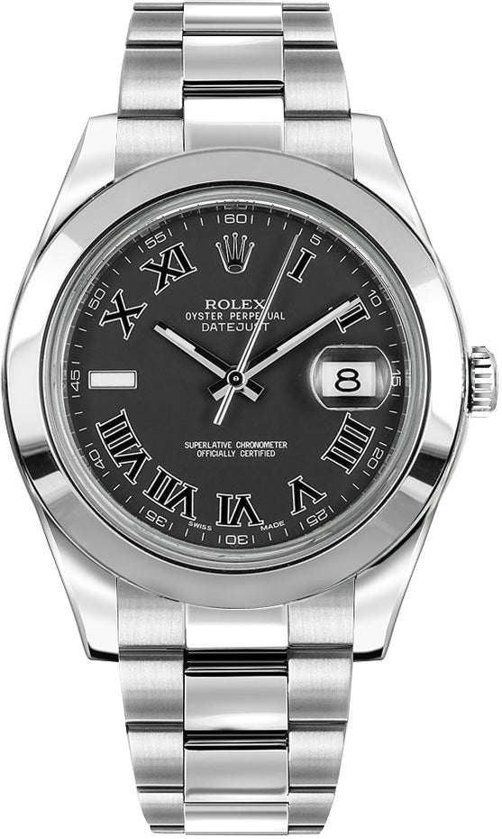 Datejust II 41 Dark Grey Dial Oyster Steel Men's Watch 116300-0006