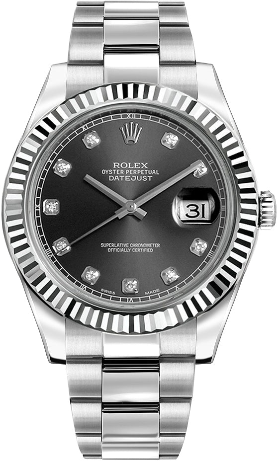 Datejust II 41 White Gold Bezel Oystersteel Men's Watch 116334-0009