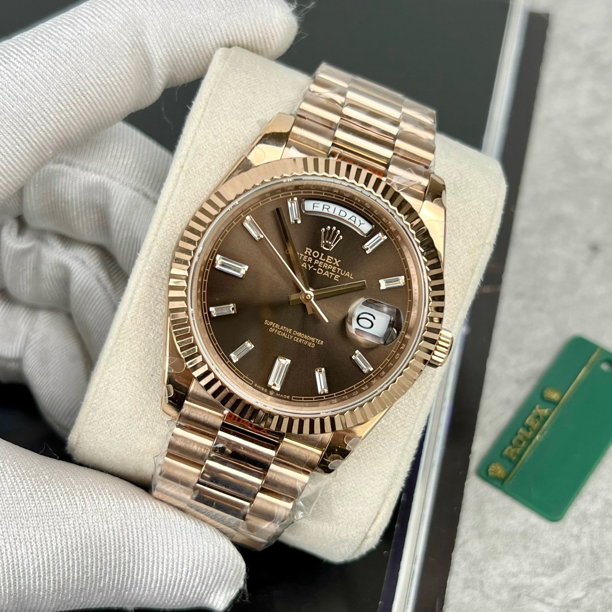 Rolex Day Date M228235-0003 1:1 Best Edition GM Factory V3 Chocolate Dial Counterweight Version