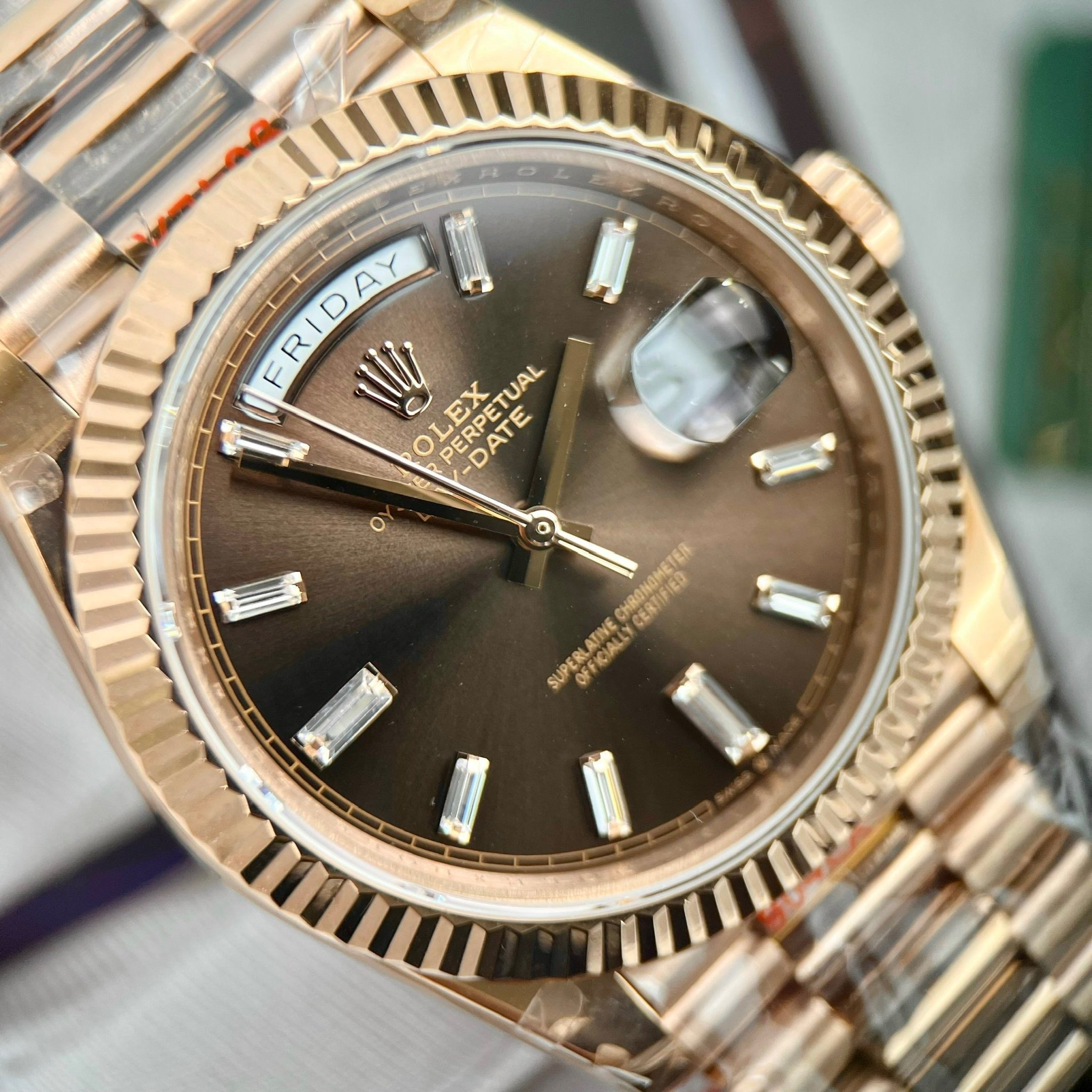 Rolex Day Date M228235-0003 1:1 Best Edition GM Factory V3 Chocolate Dial Counterweight Version