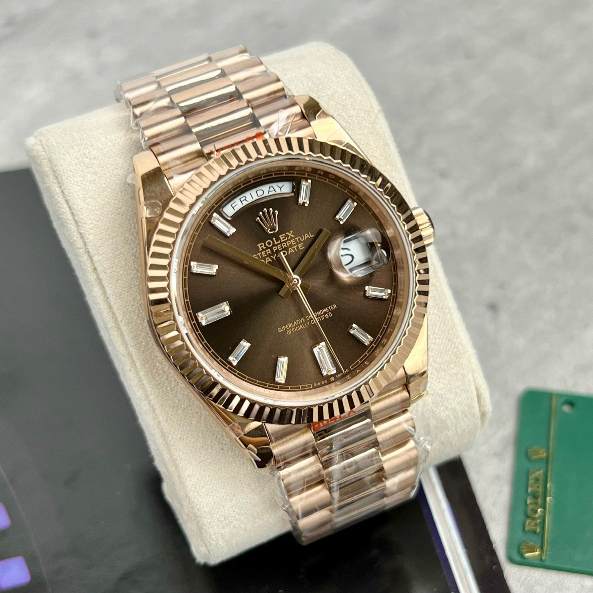 Rolex Day Date M228235-0003 1:1 Best Edition GM Factory V3 Chocolate Dial Counterweight Version