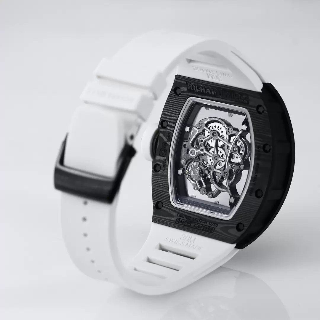 RICHARD MILLE RM055 Redesigned original 1:1 Best Edition BBR Factory 2024 White bezel Black Strap