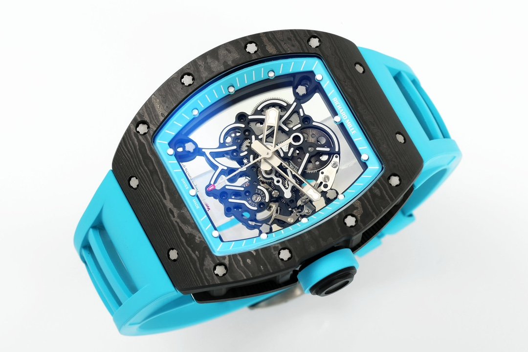 RICHARD MILLE RM055 ZF 2024 1:1 Best Edition Carbon Fiber Case turquoise Strap