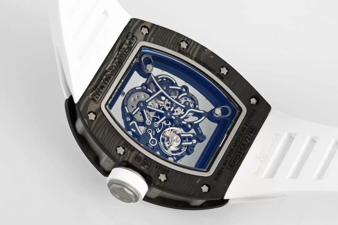 RICHARD MILLE RM055 ZF 2024 1:1 Best Edition Carbon Fiber Case White Strap