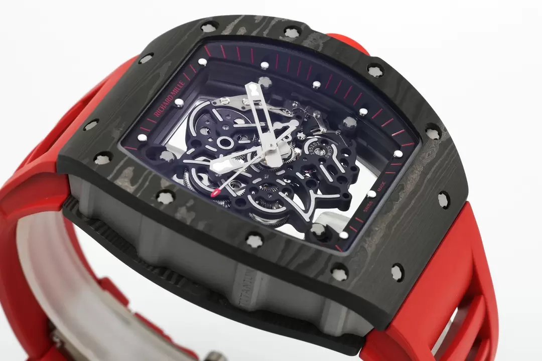 RICHARD MILLE RM055 ZF 2024 1:1 Best Edition Carbon Fiber Case Red Strap