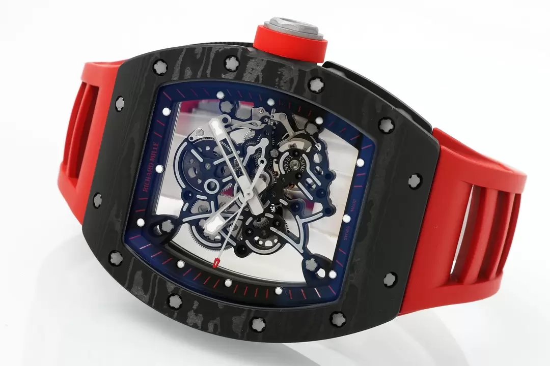 RICHARD MILLE RM055 ZF 2024 1:1 Best Edition Carbon Fiber Case Red Strap