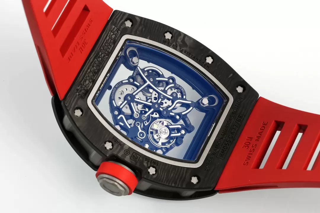 RICHARD MILLE RM055 ZF 2024 1:1 Best Edition Carbon Fiber Case Red Strap