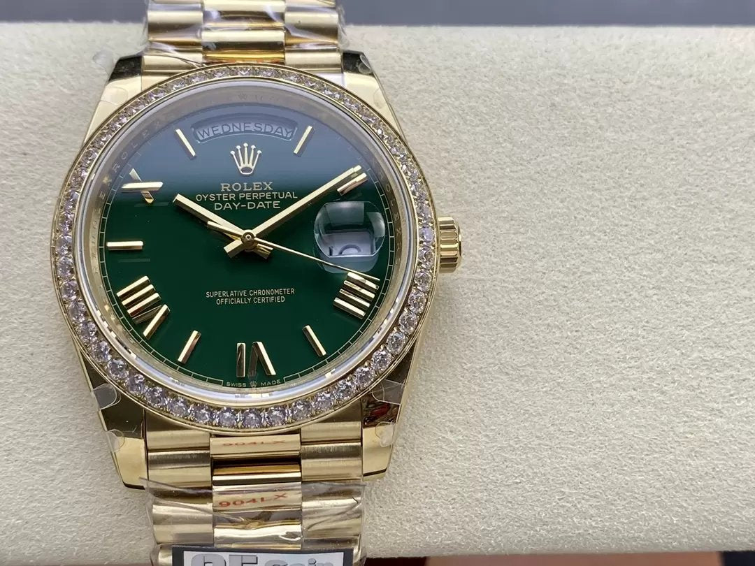 Rolex Day Date M228238 V5 40mm QF Factory 1:1 Best Edition Green Dial Bezel Stone