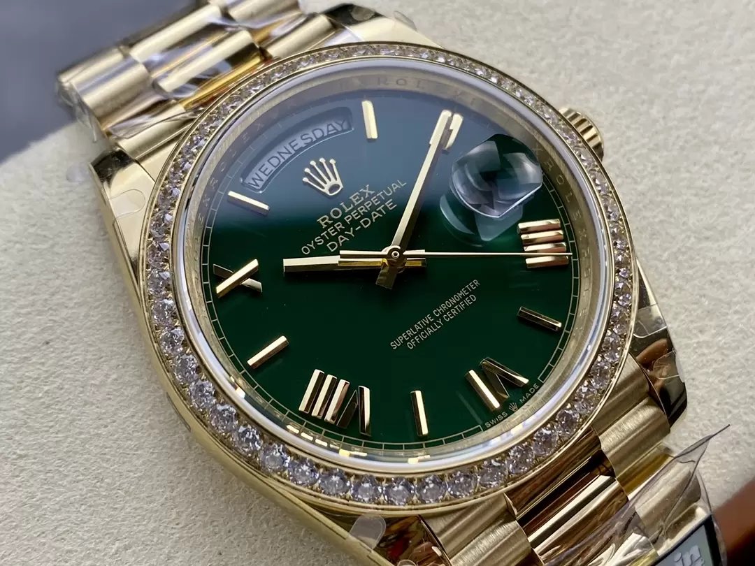 Rolex Day Date M228238 V5 40mm QF Factory 1:1 Best Edition Green Dial Bezel Stone