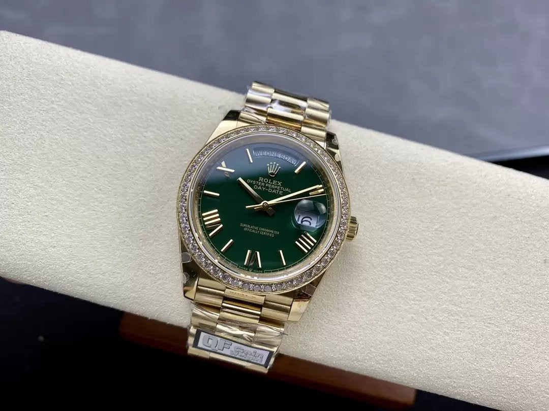 Rolex Day Date M228238 V5 40mm QF Factory 1:1 Best Edition Green Dial Bezel Stone