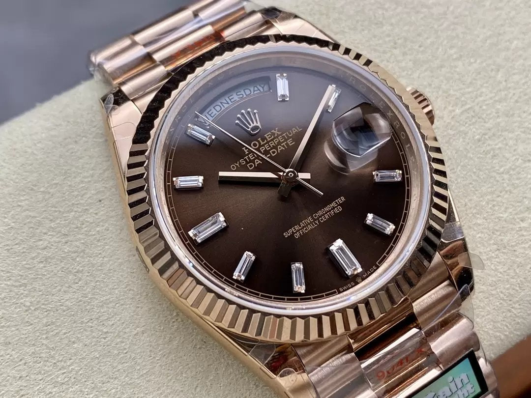 Rolex Day Date M228235-0003 V5 40mm QF Factory 1:1 Best Edition Chocolate Dial Bezel