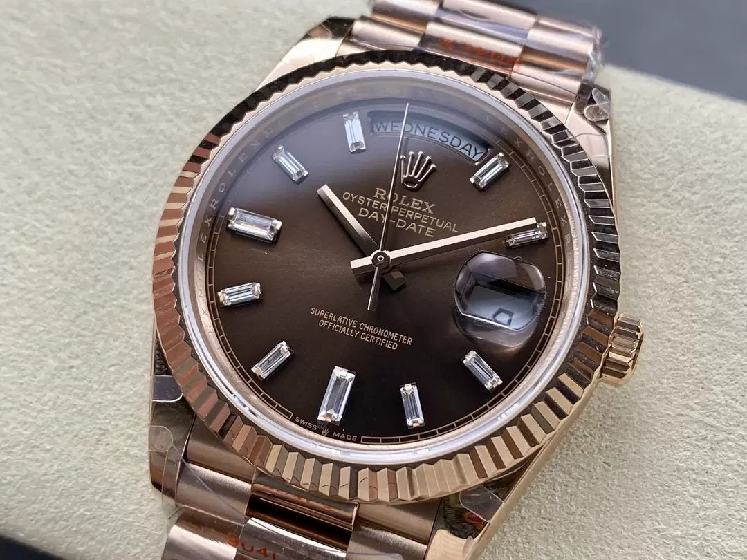 Rolex Day Date M228235-0003 V5 40mm QF Factory 1:1 Best Edition Chocolate Dial Bezel