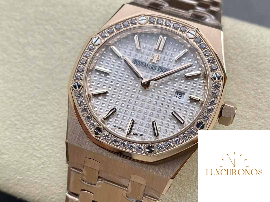 Audemars Piguet 67651 Quartz 33mm 1:1 Best Edition ZF Factory White Dial Rose Gold Diamond