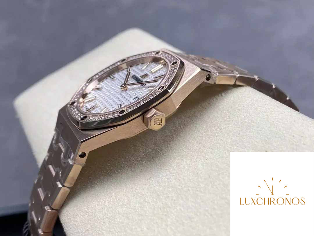 Audemars Piguet 67651 Quartz 33mm 1:1 Best Edition ZF Factory White Dial Rose Gold Diamond